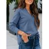image:imageSHEWIN Womens Casual V Neck Sweatshirt Long Sleeve Lightweight Drop Shoulder Solid Pullover TopsBlue