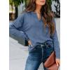 image:imageSHEWIN Womens Casual V Neck Sweatshirt Long Sleeve Lightweight Drop Shoulder Solid Pullover TopsBlue