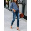 image:imageSHEWIN Womens Casual V Neck Sweatshirt Long Sleeve Lightweight Drop Shoulder Solid Pullover TopsBlue