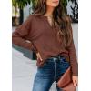 image:imageSHEWIN Womens Casual V Neck Sweatshirt Long Sleeve Lightweight Drop Shoulder Solid Pullover TopsChicory Coffee