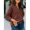 image:imageSHEWIN Womens Casual V Neck Sweatshirt Long Sleeve Lightweight Drop Shoulder Solid Pullover TopsChicory Coffee
