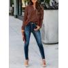 image:imageSHEWIN Womens Casual V Neck Sweatshirt Long Sleeve Lightweight Drop Shoulder Solid Pullover TopsChicory Coffee