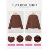 image:imageSHEWIN Womens Casual V Neck Sweatshirt Long Sleeve Lightweight Drop Shoulder Solid Pullover TopsChicory Coffee