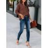 image:imageSHEWIN Womens Casual V Neck Sweatshirt Long Sleeve Lightweight Drop Shoulder Solid Pullover TopsChicory Coffee