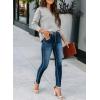 image:imageSHEWIN Womens Casual V Neck Sweatshirt Long Sleeve Lightweight Drop Shoulder Solid Pullover TopsGray
