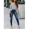 image:imageSHEWIN Womens Casual V Neck Sweatshirt Long Sleeve Lightweight Drop Shoulder Solid Pullover TopsGray