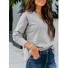 image:imageSHEWIN Womens Casual V Neck Sweatshirt Long Sleeve Lightweight Drop Shoulder Solid Pullover TopsGray