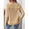 image:imageSHEWIN Womens Casual V Neck Sweatshirt Long Sleeve Lightweight Drop Shoulder Solid Pullover TopsKhaki