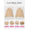 image:imageSHEWIN Womens Casual V Neck Sweatshirt Long Sleeve Lightweight Drop Shoulder Solid Pullover TopsKhaki