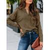 image:imageSHEWIN Womens Casual V Neck Sweatshirt Long Sleeve Lightweight Drop Shoulder Solid Pullover TopsSeagrass