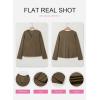 image:imageSHEWIN Womens Casual V Neck Sweatshirt Long Sleeve Lightweight Drop Shoulder Solid Pullover TopsSeagrass