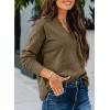 image:imageSHEWIN Womens Casual V Neck Sweatshirt Long Sleeve Lightweight Drop Shoulder Solid Pullover TopsSeagrass