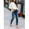 image:imageSHEWIN Womens Casual V Neck Sweatshirt Long Sleeve Lightweight Drop Shoulder Solid Pullover TopsWhite