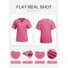 image:imageSHEWIN Womens Casual V Neck Waffle Knit Tops Short Sleeve T Shirts Loose BlousesA Hot Pink