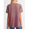 image:imageSHEWIN Womens Casual V Neck Waffle Knit Tops Short Sleeve T Shirts Loose BlousesD Purple