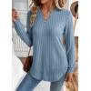 image:imageSHEWIN Womens Fall Fashion 2025 Casual Long Sleeve V Neck Tops Shirts SweatersBeau Blue