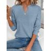 image:imageSHEWIN Womens Fall Fashion 2025 Casual Long Sleeve V Neck Tops Shirts SweatersBeau Blue