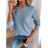 image:imageSHEWIN Womens Fall Fashion 2025 Casual Long Sleeve V Neck Tops Shirts SweatersBeau Blue