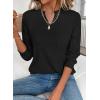 image:imageSHEWIN Womens Fall Fashion 2025 Casual Long Sleeve V Neck Tops Shirts SweatersBlack