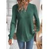 image:imageSHEWIN Womens Fall Fashion 2025 Casual Long Sleeve V Neck Tops Shirts SweatersBlackish Green