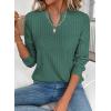 image:imageSHEWIN Womens Fall Fashion 2025 Casual Long Sleeve V Neck Tops Shirts SweatersBlackish Green