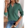 image:imageSHEWIN Womens Fall Fashion 2025 Casual Long Sleeve V Neck Tops Shirts SweatersBlackish Green