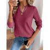 image:imageSHEWIN Womens Fall Fashion 2025 Casual Long Sleeve V Neck Tops Shirts SweatersCoral