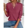 image:imageSHEWIN Womens Fall Fashion 2025 Casual Long Sleeve V Neck Tops Shirts SweatersCoral