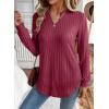 image:imageSHEWIN Womens Fall Fashion 2025 Casual Long Sleeve V Neck Tops Shirts SweatersCoral