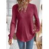 image:imageSHEWIN Womens Fall Fashion 2025 Casual Long Sleeve V Neck Tops Shirts SweatersCoral