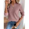 image:imageSHEWIN Womens Fall Fashion 2025 Casual Long Sleeve V Neck Tops Shirts SweatersFushia