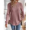 image:imageSHEWIN Womens Fall Fashion 2025 Casual Long Sleeve V Neck Tops Shirts SweatersFushia