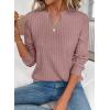 image:imageSHEWIN Womens Fall Fashion 2025 Casual Long Sleeve V Neck Tops Shirts SweatersFushia