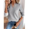 image:imageSHEWIN Womens Fall Fashion 2025 Casual Long Sleeve V Neck Tops Shirts SweatersGray