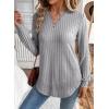 image:imageSHEWIN Womens Fall Fashion 2025 Casual Long Sleeve V Neck Tops Shirts SweatersGray
