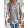 image:imageSHEWIN Womens Fall Fashion 2025 Casual Long Sleeve V Neck Tops Shirts SweatersGray