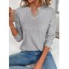 image:imageSHEWIN Womens Fall Fashion 2025 Casual Long Sleeve V Neck Tops Shirts SweatersGray