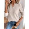 image:imageSHEWIN Womens Fall Fashion 2025 Casual Long Sleeve V Neck Tops Shirts SweatersKhaki