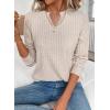 image:imageSHEWIN Womens Fall Fashion 2025 Casual Long Sleeve V Neck Tops Shirts SweatersKhaki