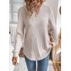 image:imageSHEWIN Womens Fall Fashion 2025 Casual Long Sleeve V Neck Tops Shirts SweatersKhaki