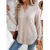 image:imageSHEWIN Womens Fall Fashion 2025 Casual Long Sleeve V Neck Tops Shirts SweatersKhaki