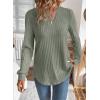 image:imageSHEWIN Womens Fall Fashion 2025 Casual Long Sleeve V Neck Tops Shirts SweatersLight Green