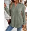 image:imageSHEWIN Womens Fall Fashion 2025 Casual Long Sleeve V Neck Tops Shirts SweatersLight Green