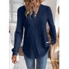 image:imageSHEWIN Womens Fall Fashion 2025 Casual Long Sleeve V Neck Tops Shirts SweatersNavy Blue
