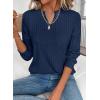 image:imageSHEWIN Womens Fall Fashion 2025 Casual Long Sleeve V Neck Tops Shirts SweatersNavy Blue