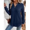 image:imageSHEWIN Womens Fall Fashion 2025 Casual Long Sleeve V Neck Tops Shirts SweatersNavy Blue
