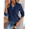 image:imageSHEWIN Womens Fall Fashion 2025 Casual Long Sleeve V Neck Tops Shirts SweatersNavy Blue