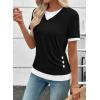 image:imageSHEWIN Womens Mock Layered Tops Casual Crewneck Short Sleeve Shirts Contrast Basic TeesBlack