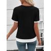image:imageSHEWIN Womens Mock Layered Tops Casual Crewneck Short Sleeve Shirts Contrast Basic TeesBlack