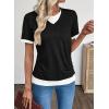 image:imageSHEWIN Womens Mock Layered Tops Casual Crewneck Short Sleeve Shirts Contrast Basic TeesBlack